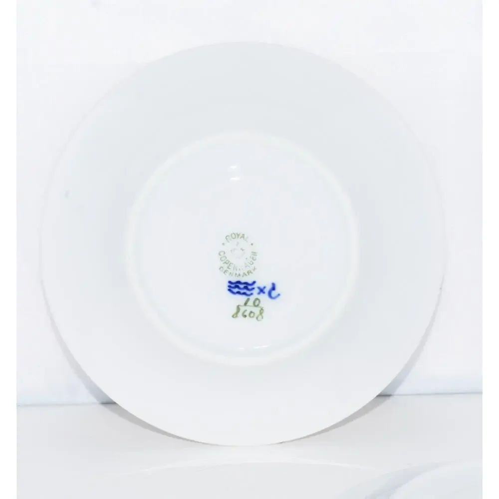Royal Copenhagen Blue Flowers Angular Saucers for Bouillon Cup X-5 MINT 10/8608